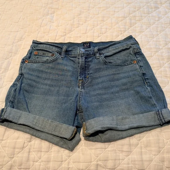 GAP Denim Cuffed Jean Shorts Size 28 Blue Stretch Mid Rise Casual Summe - Picture 3 of 11